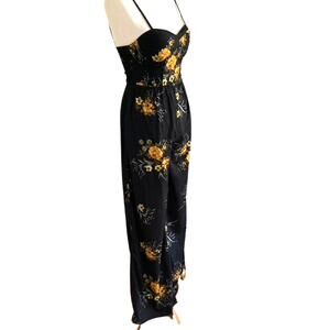 Band of Gypsies Floral Bustier Jumpsuit – Black/Yellow, Size XS